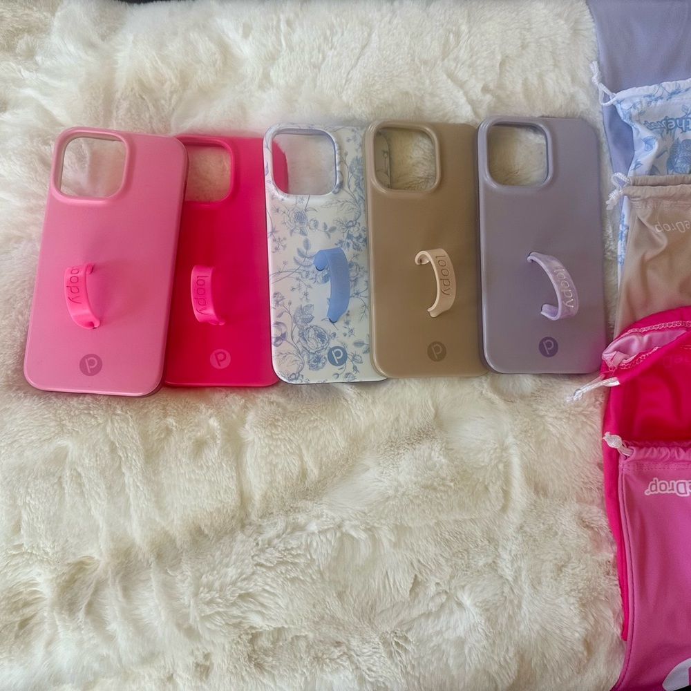 Loopy (right handed loops) Phone Case Collection - Pink, Floral, Tan, Purple.